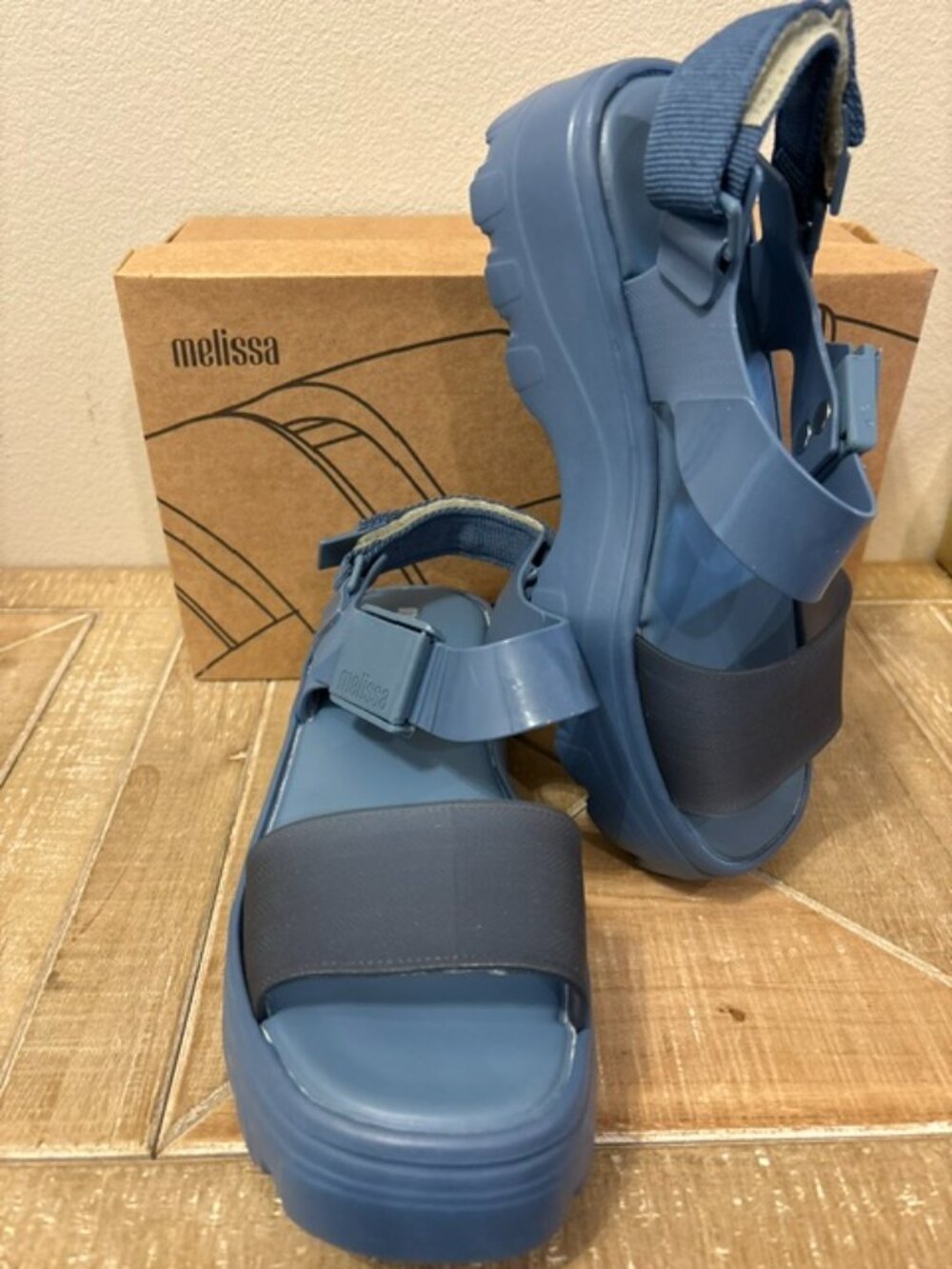 NEW Melissa Kick Off AD Blue Jelly Platform Sandals Candy Scented